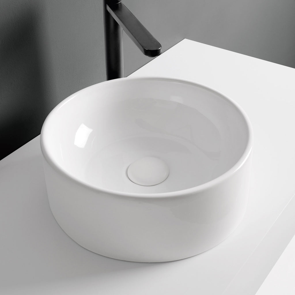 Studio Bagno Apartment 35 Round Above Counter Basin - Gloss White - APT35