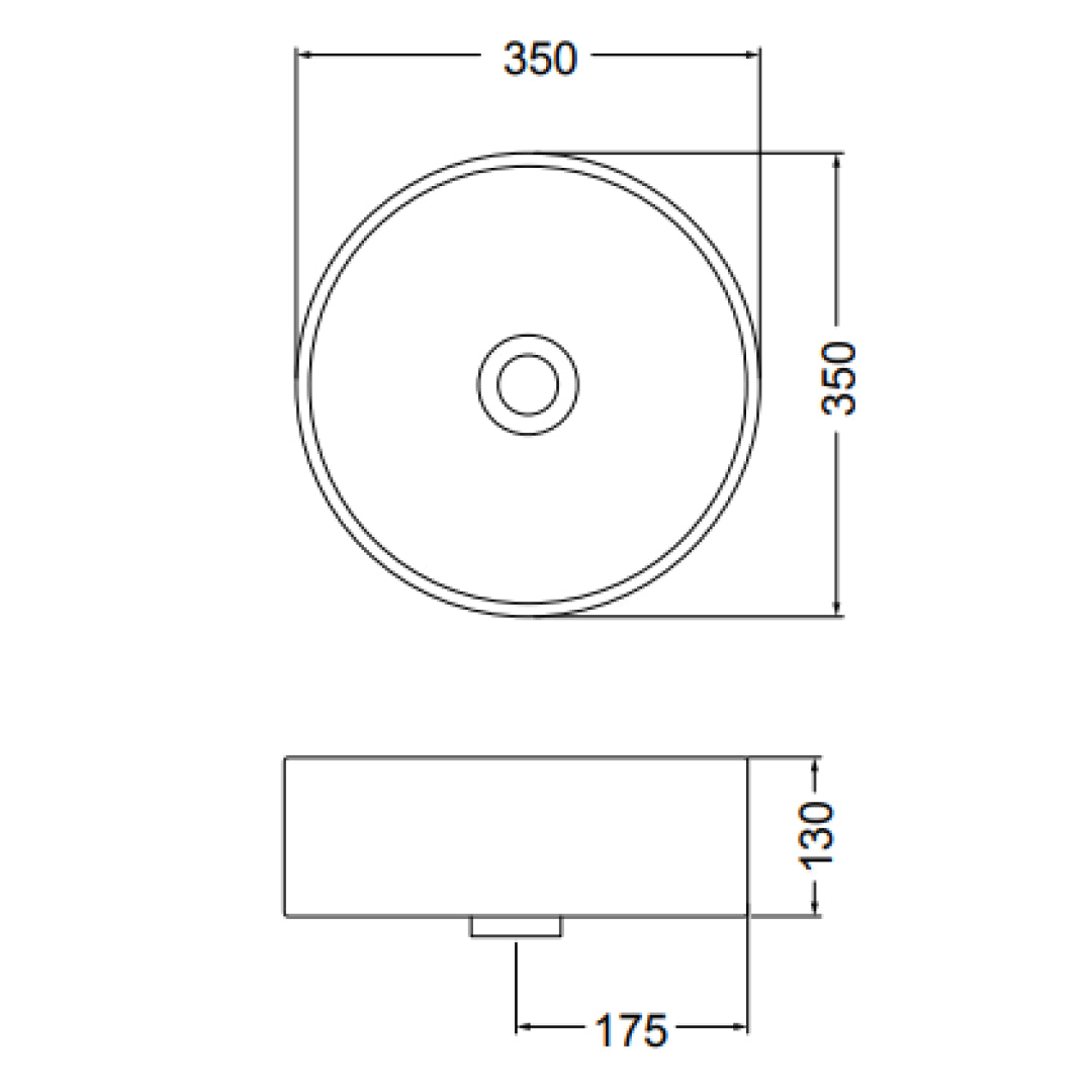 Studio Bagno Apartment 35 Round Above Counter Basin - Gloss White - APT35