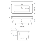 Decina Aria 1500mm Acrylic Back to Wall Bath - Gloss White - AR1500WIO
