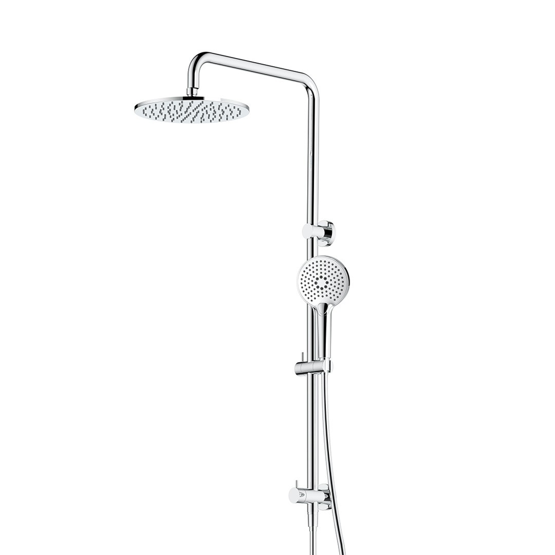 Arcisan Dual Inlet Squareline Shower Column Ø250 Head & Fusion Air Hand Shower - Chrome AR2325461.4