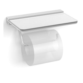 Argent Evoke Toilet Roll Holder with Glass Shelf - Chrome - AR32041