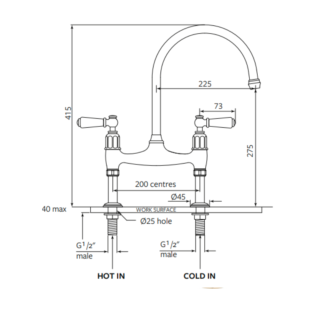 Shaws by Perrin & Rowe Pendleton Kitchen Tap -  Nickel LF AUSH.4193NIWPC/H1-3