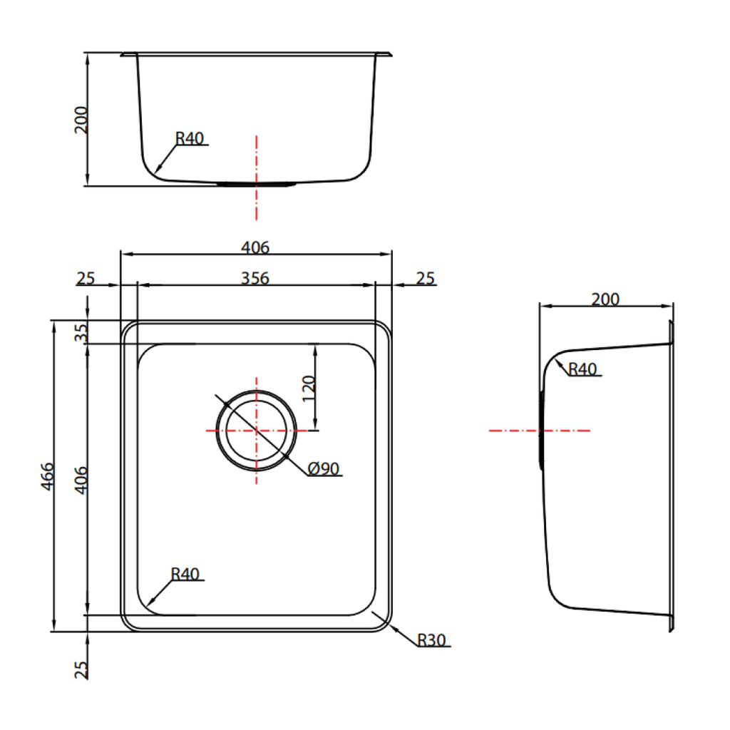 Abey The Hunter Single Bowl Inset Sink - Topmount - HL100