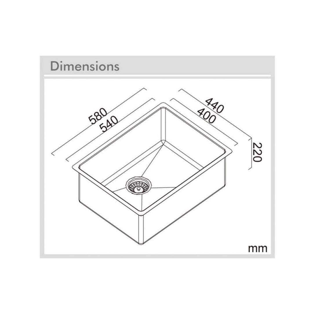 Abey Alfresco Large Bowl 540 Sink - 316 Marine Grade Stainless Steel - FRA540
