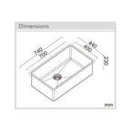 Abey Alfresco Large Bowl 700 Sink - 316 Marine Grade Stainless Steel - FRA700