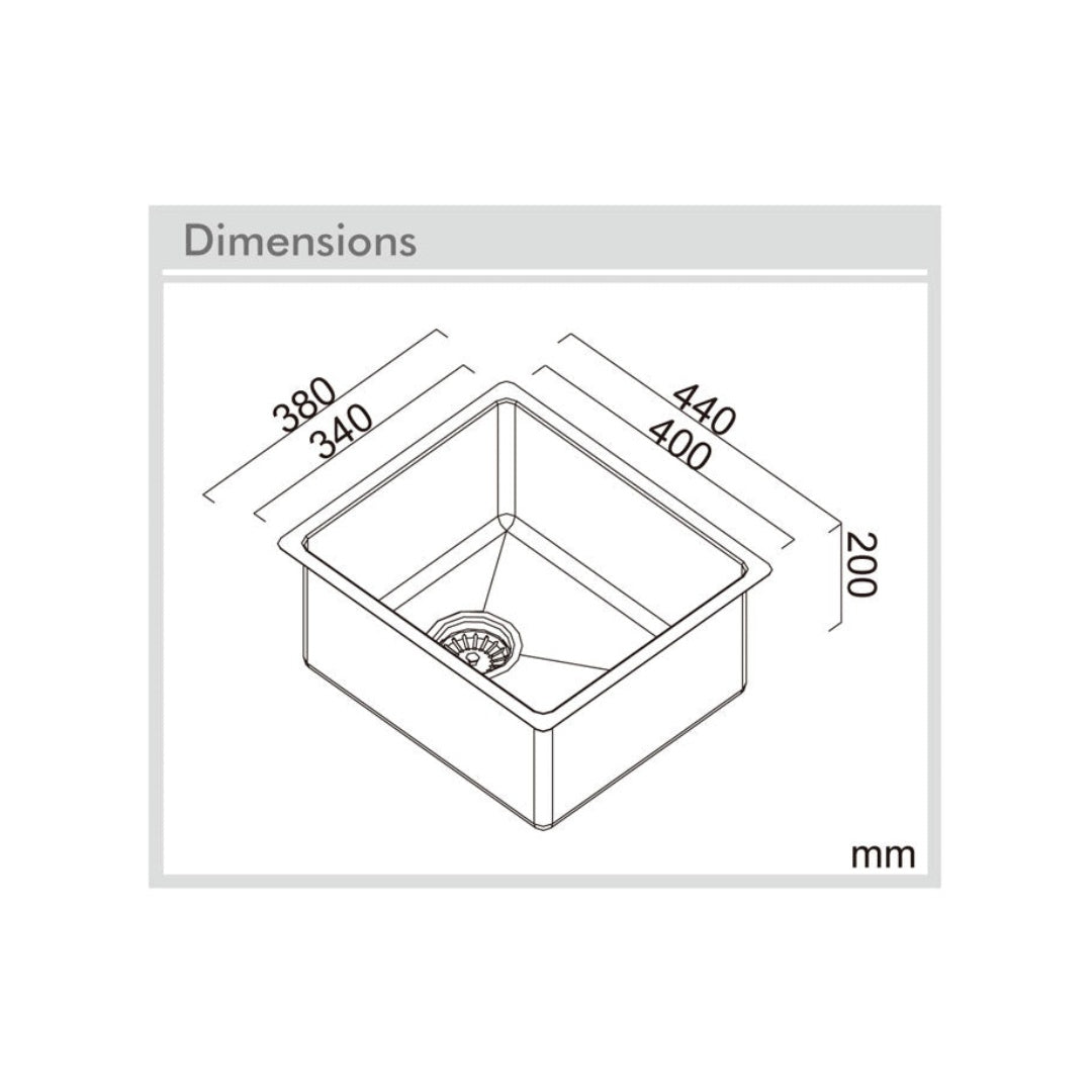 Abey Alfresco Single Bowl Sink - 316 Marine Grade Stainless Steel - FRA340