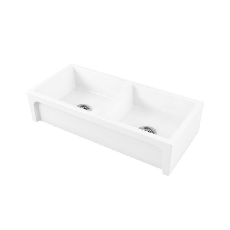 Abey Chambord Charles Large Double Bowl Fireclay Sink - CHARLES-1W