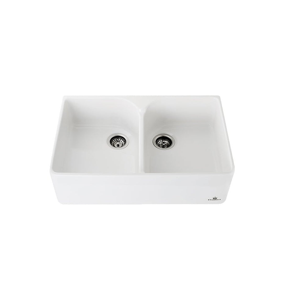 Abey Chambord Clotaire Large Double Bowl Fire Clay Ceramic Sink - CLOTAIRE-2W