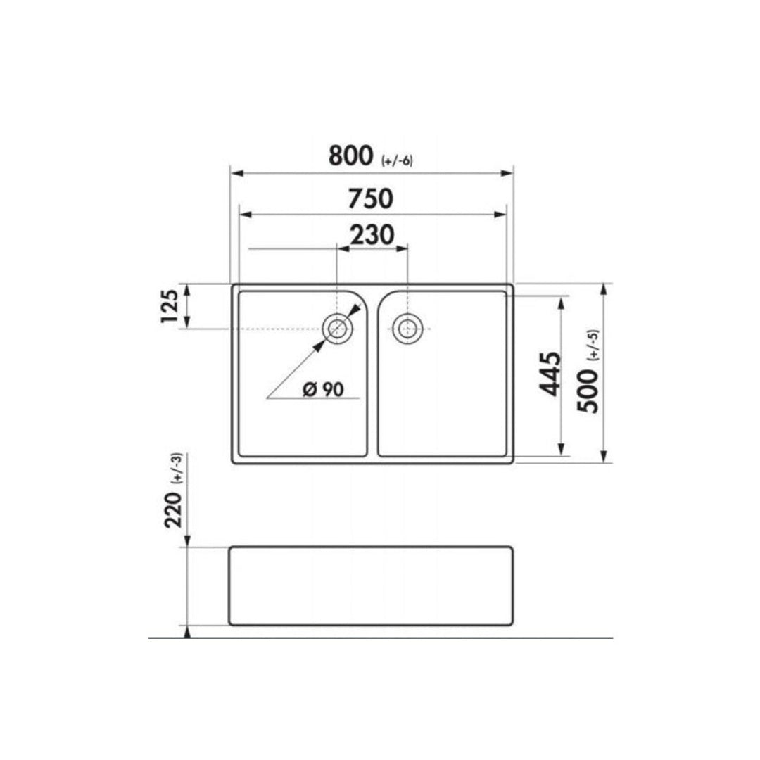 Abey Chambord Clotaire Large Double Bowl Fire Clay Ceramic Sink - CLOTAIRE-2W