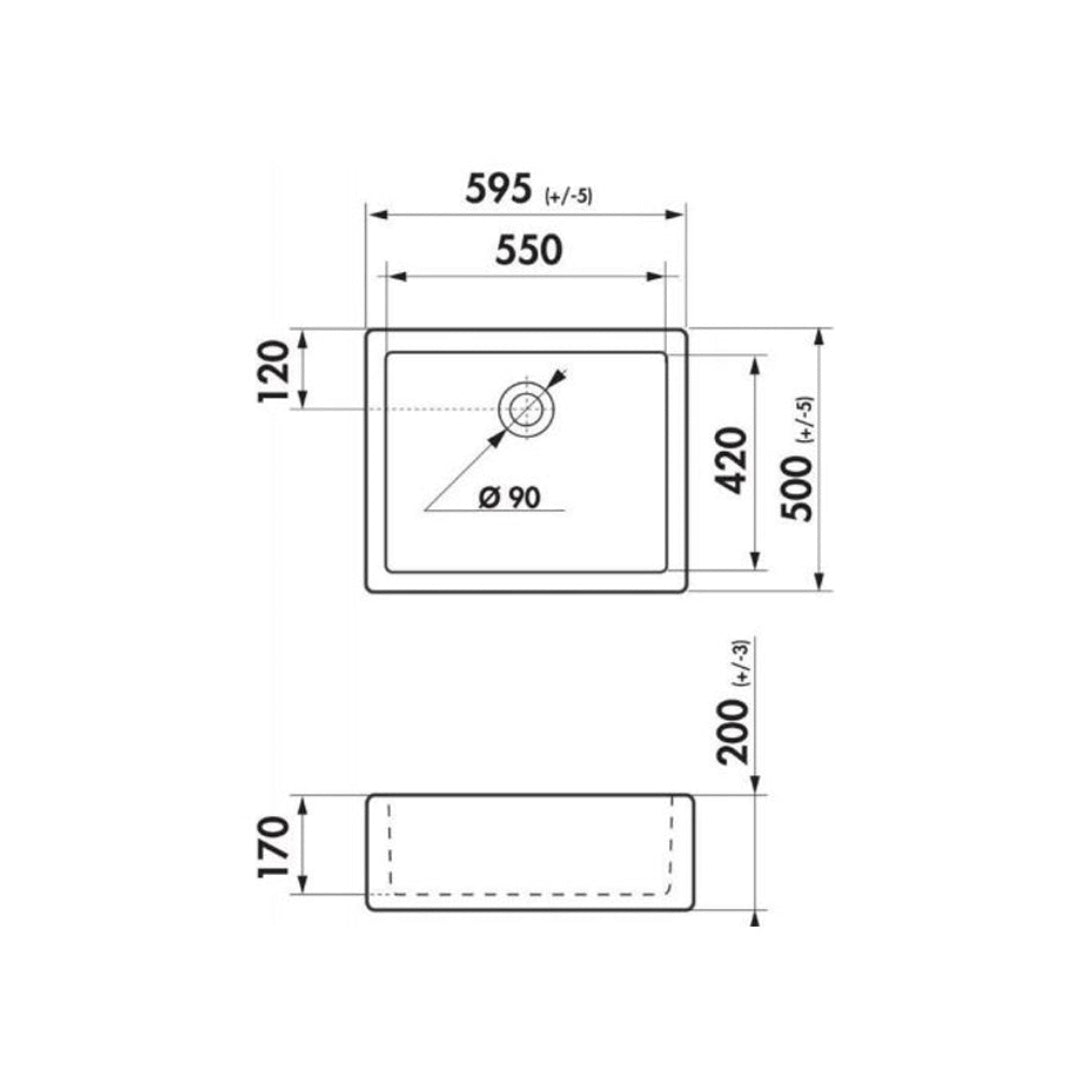 Abey Chambord Clotaire Small Single Bowl Ceramic Sink - CLOTAIRE-1W