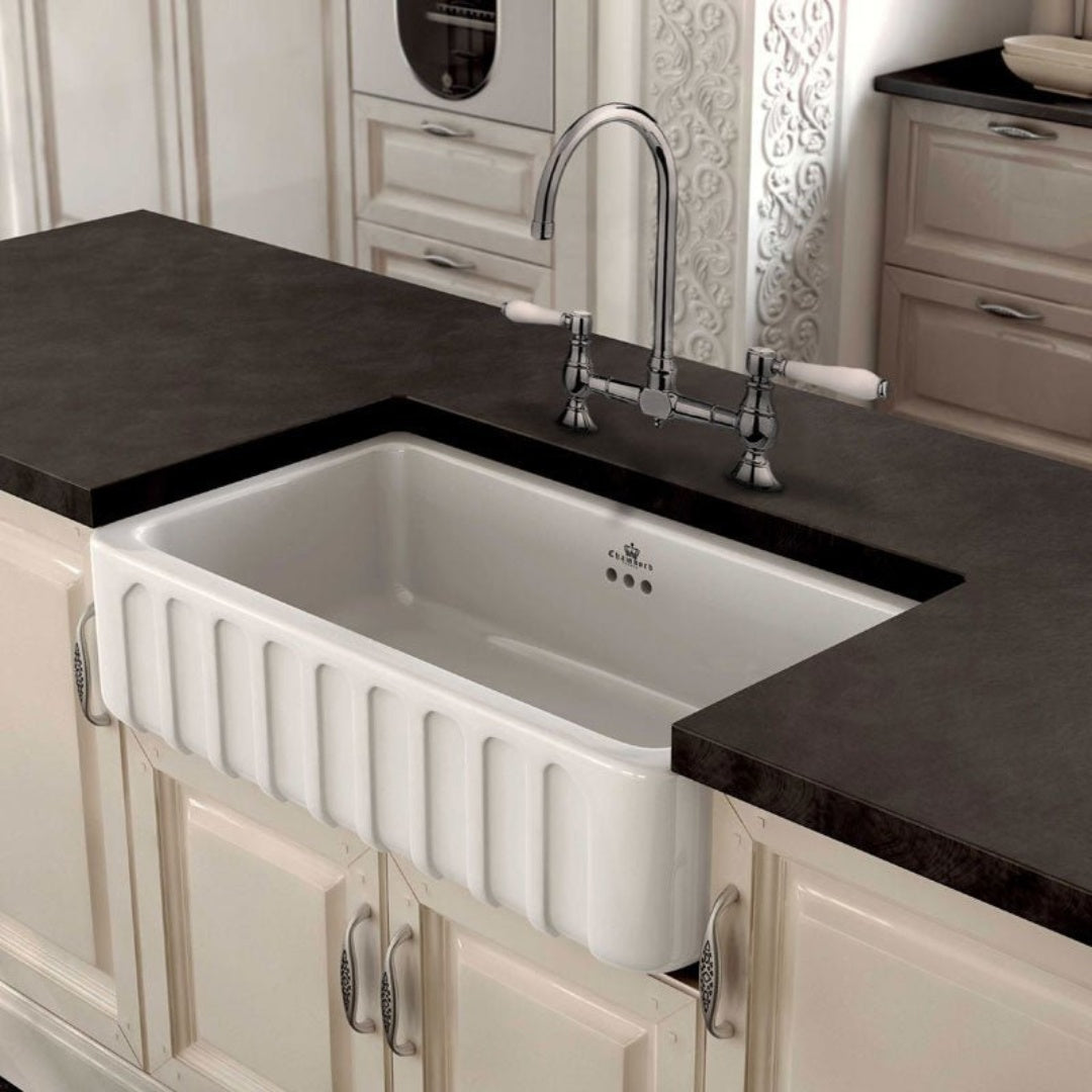 Abey Chambord Louis Large Single Bowl Ceramic Sink 795 - LOUIS-2W