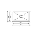 Abey Chambord Louis Large Single Bowl Ceramic Sink 795 - LOUIS-2W