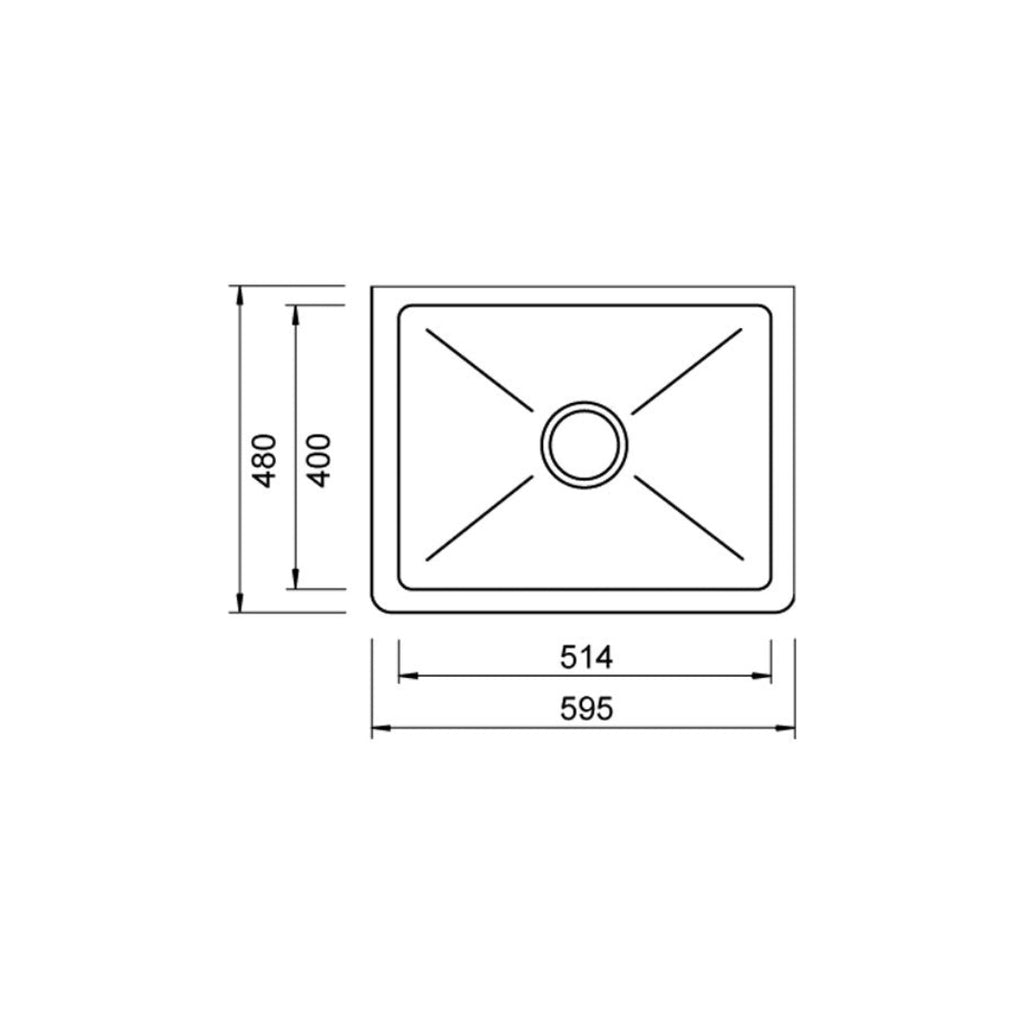 Abey Chambord Louis Single Bowl Ceramic Sink 595 - LOUIS-1W