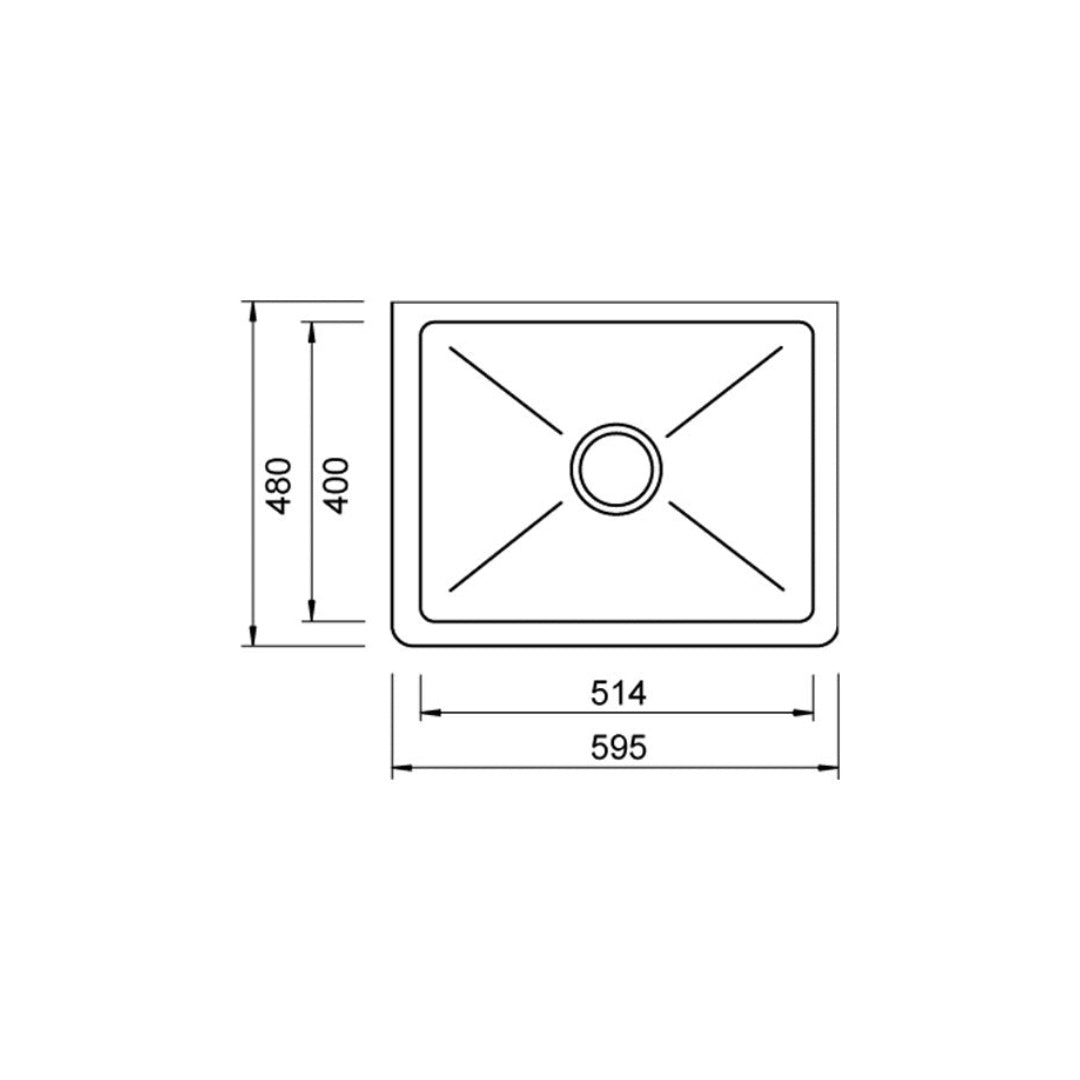 Abey Chambord Louis Single Bowl Ceramic Sink 595 - LOUIS-1W