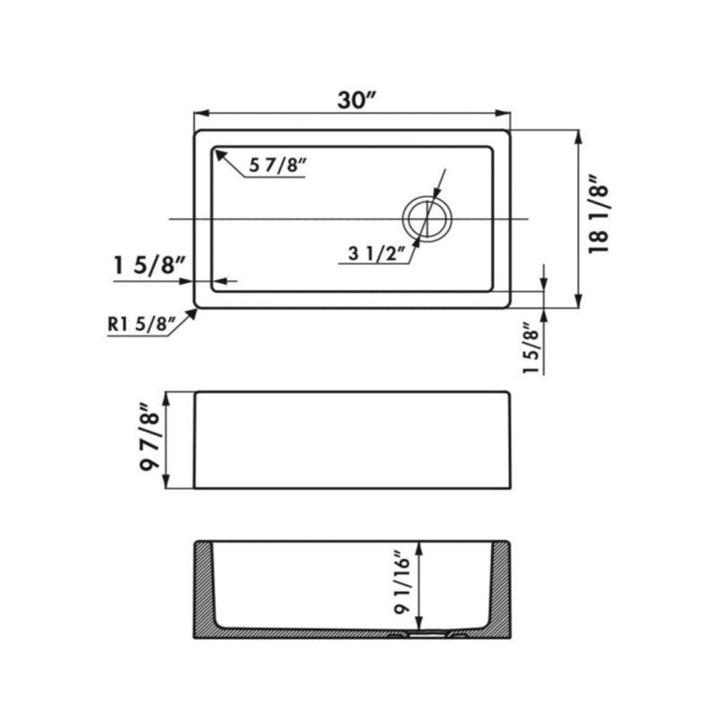 Abey Chambord Philippe II  Single Bowl Ceramic White - PHILIPPE-2W