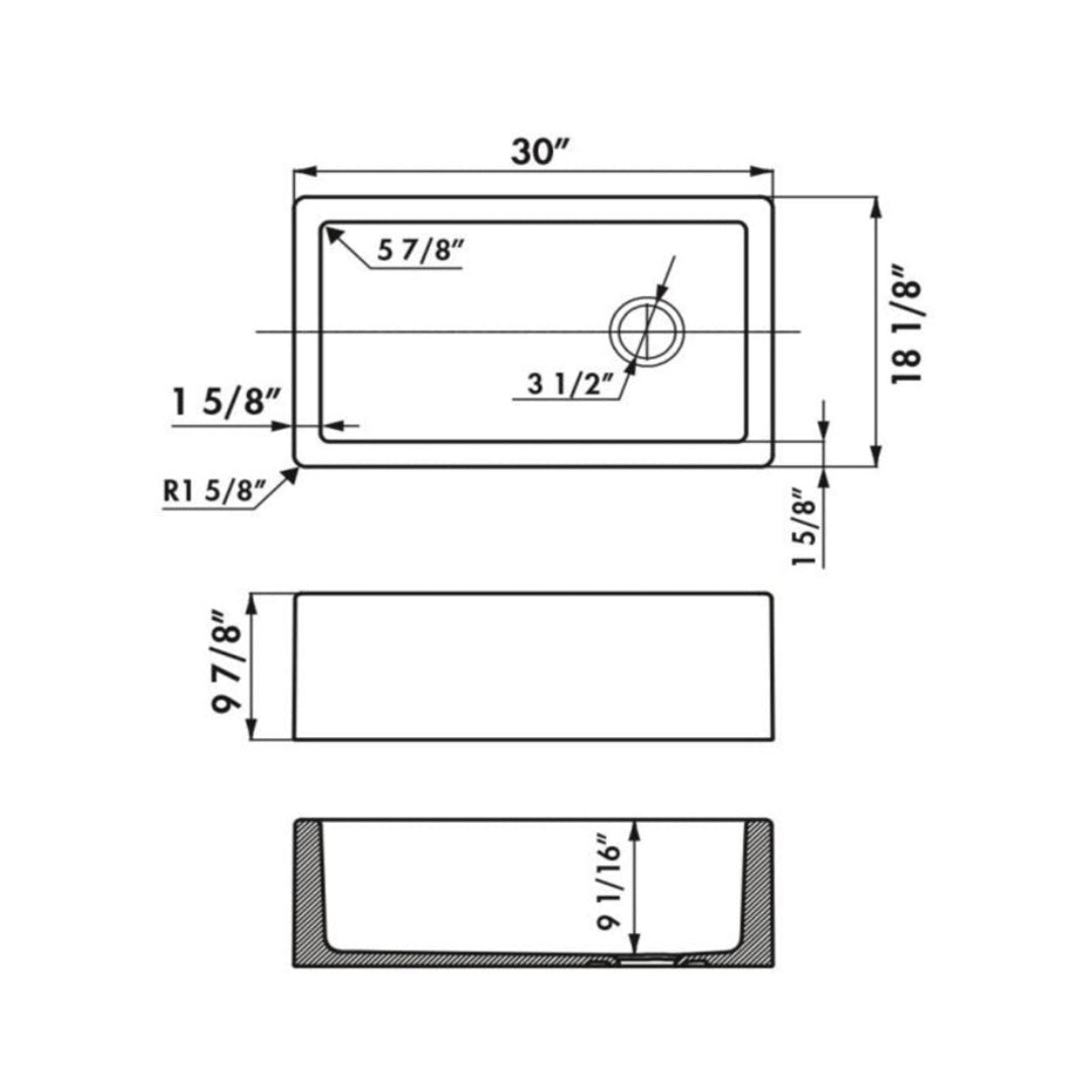 Abey Chambord Philippe II  Single Bowl Ceramic White - PHILIPPE-2W