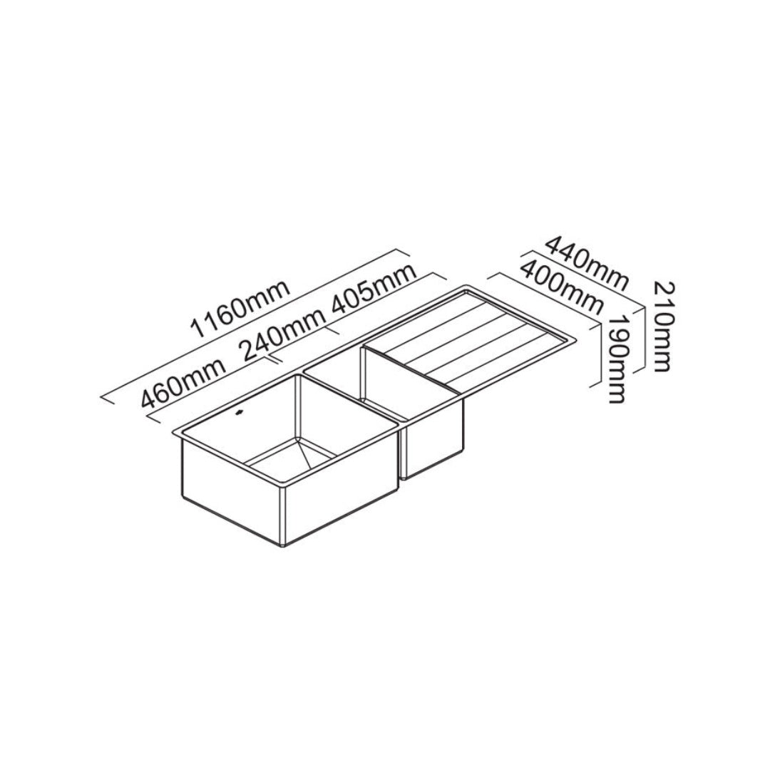 Abey Lugano 1 & 3-4 Bowl Undermount Sink - ST460DU