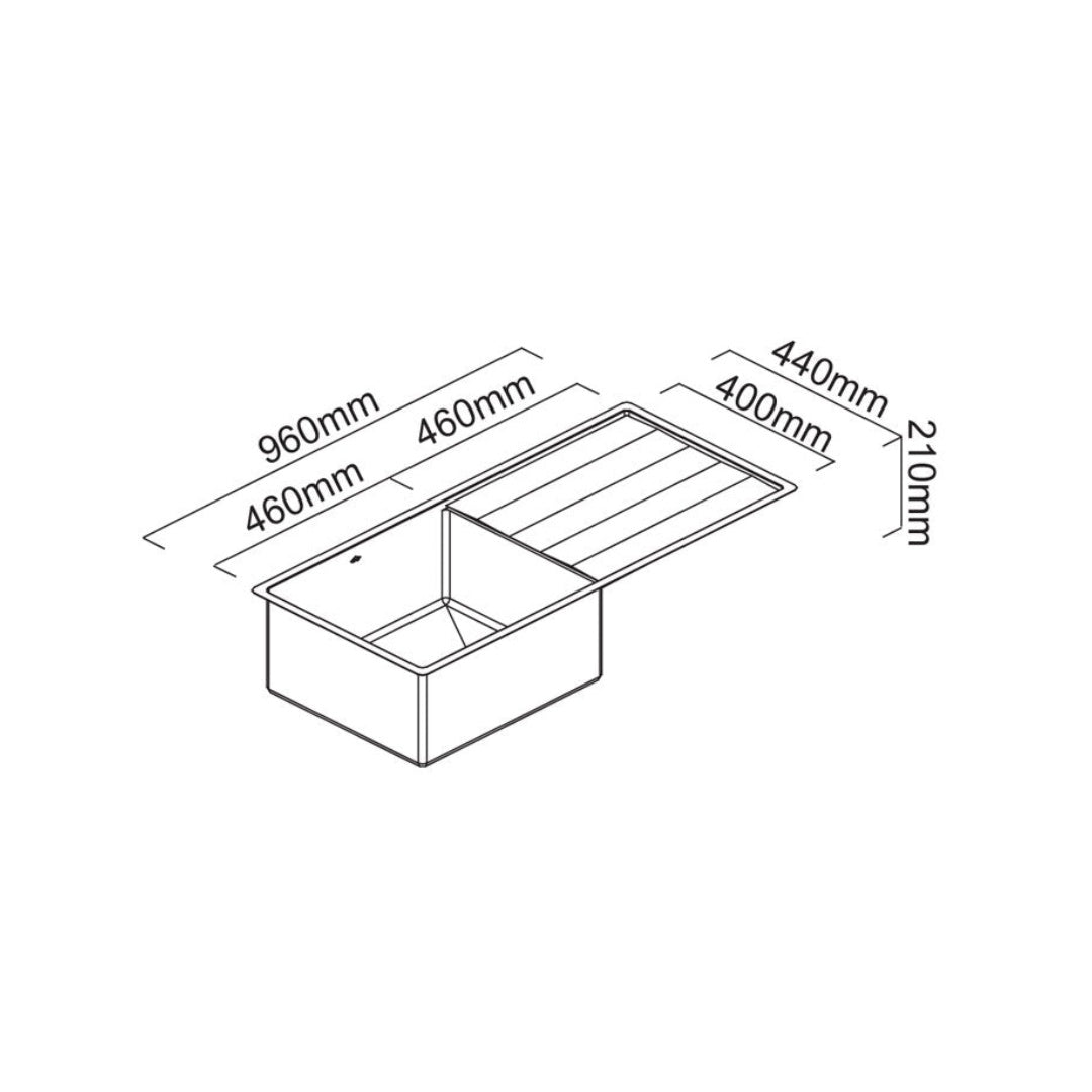 Abey Lugano Single Bowl Undermount Sink - ST460SU