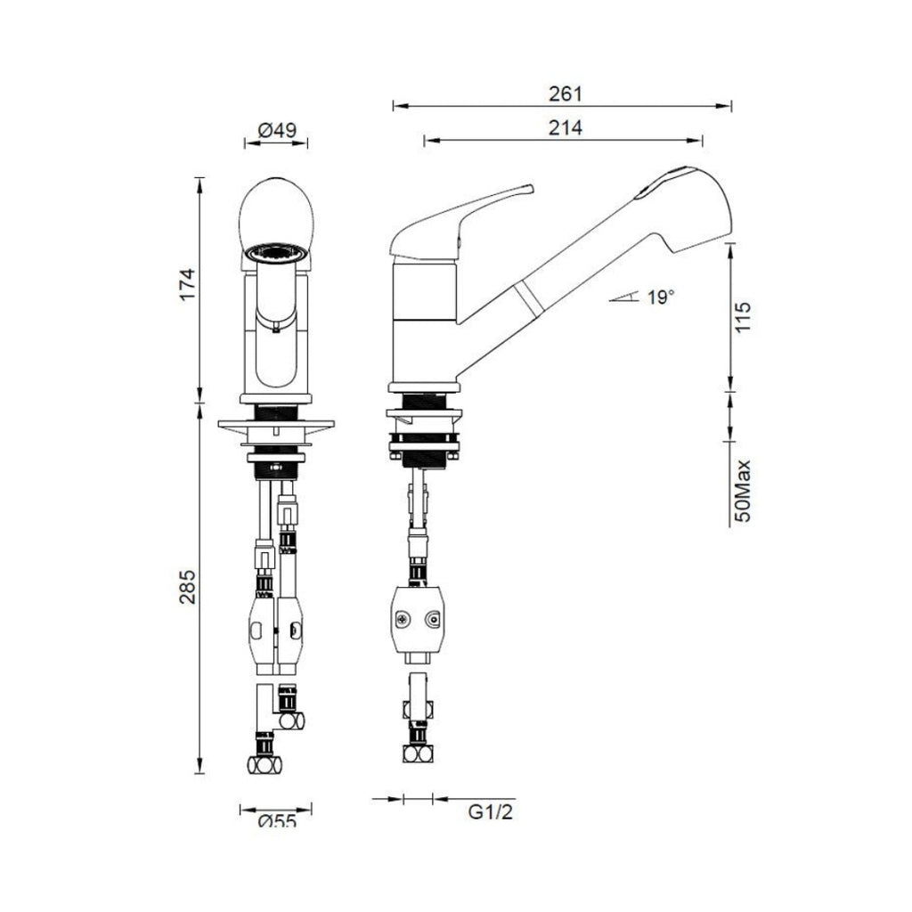 Abey Mixmaster Sink Mixer with Pull Out Spray - Chrome - MPOSM