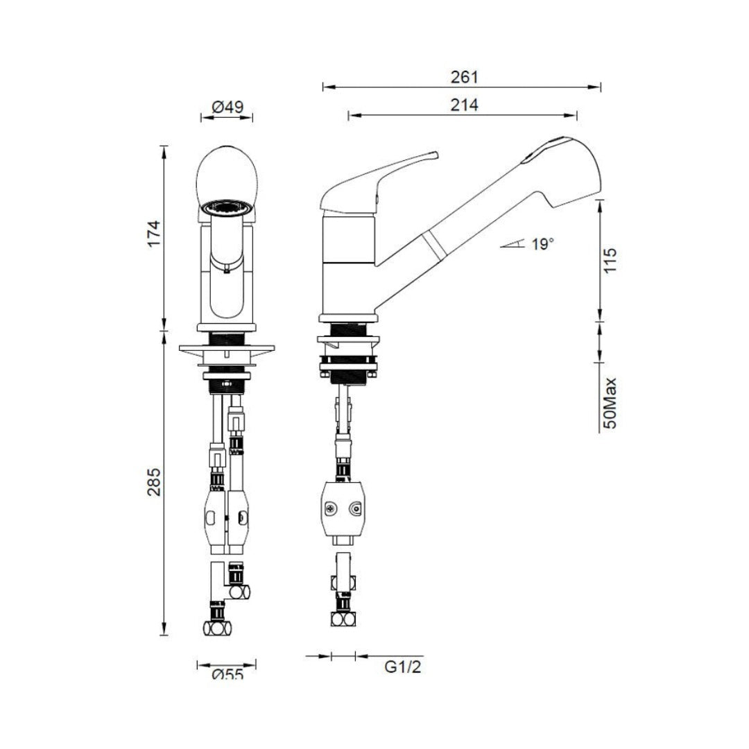Abey Mixmaster Sink Mixer with Pull Out Spray - Chrome - MPOSM