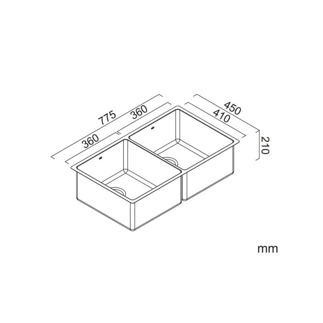 Abey Montego Double Bowl Sink - 304 Stainless Steel - MOA360D