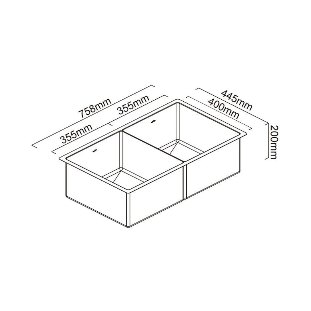 Abey Piazza Double Square Bowl Artisan Copper - CR340DCO