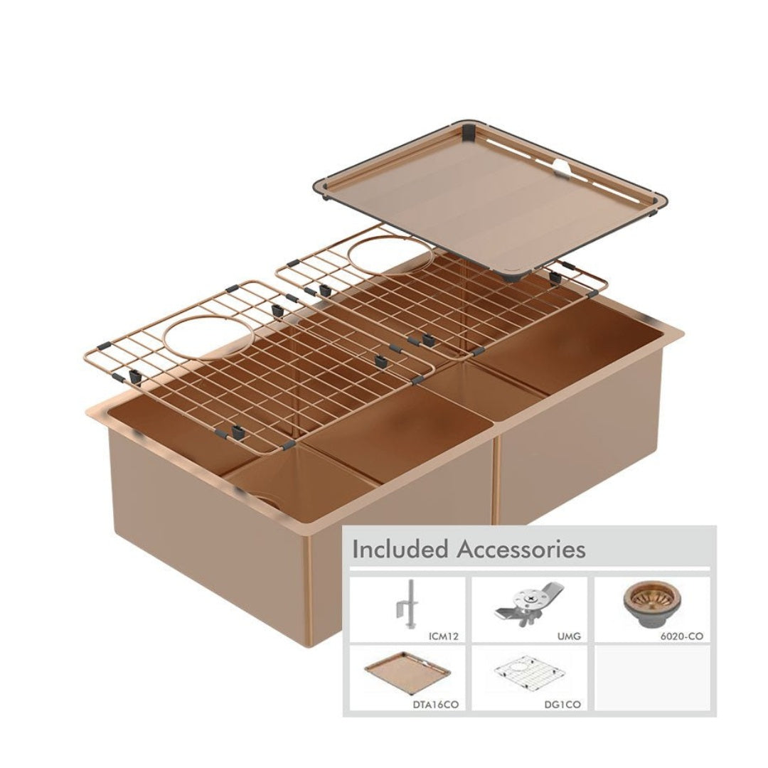 Abey Piazza Double Square Bowl Artisan Copper - CR340DCO