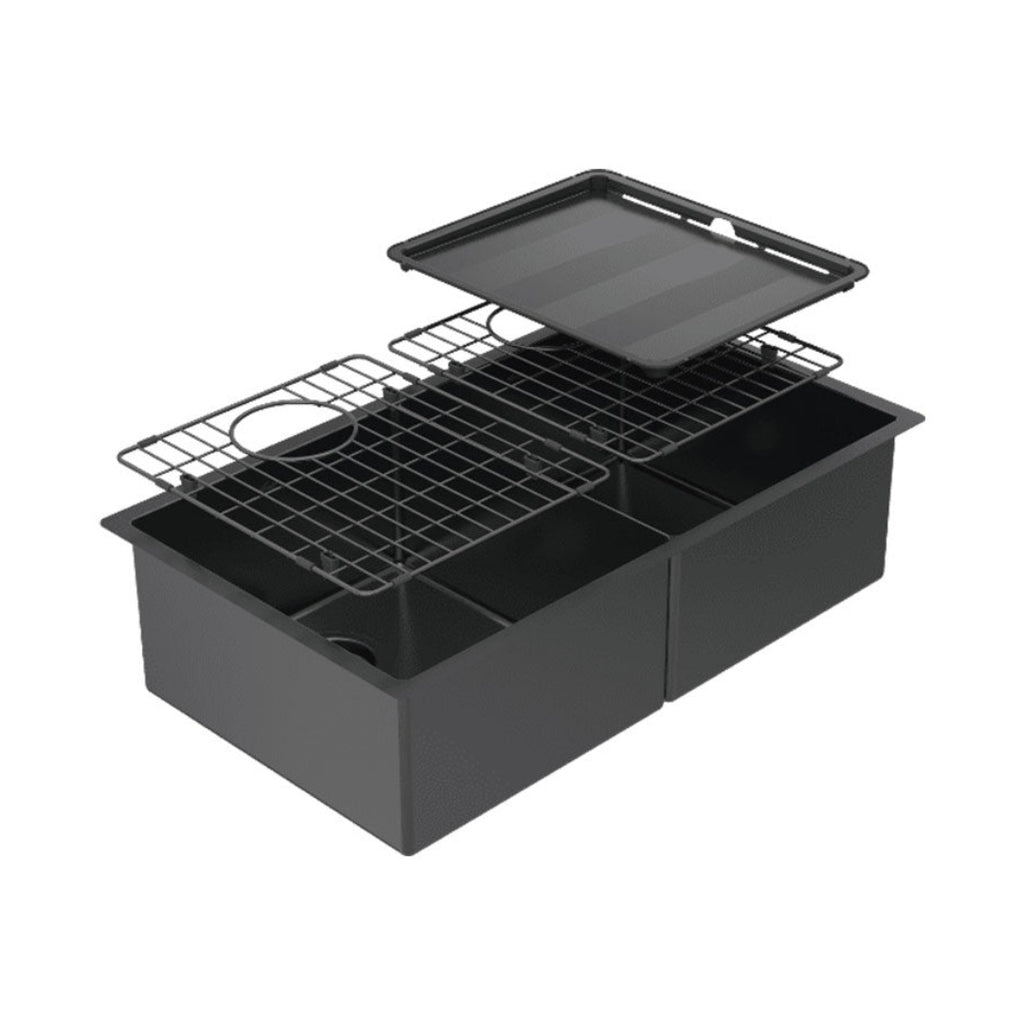 Abey Piazza Double Square Bowl Black Pearl - CR340DB