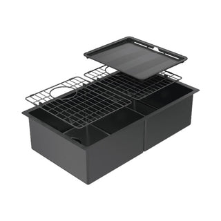 Abey Piazza Double Square Bowl Black Pearl - CR340DB