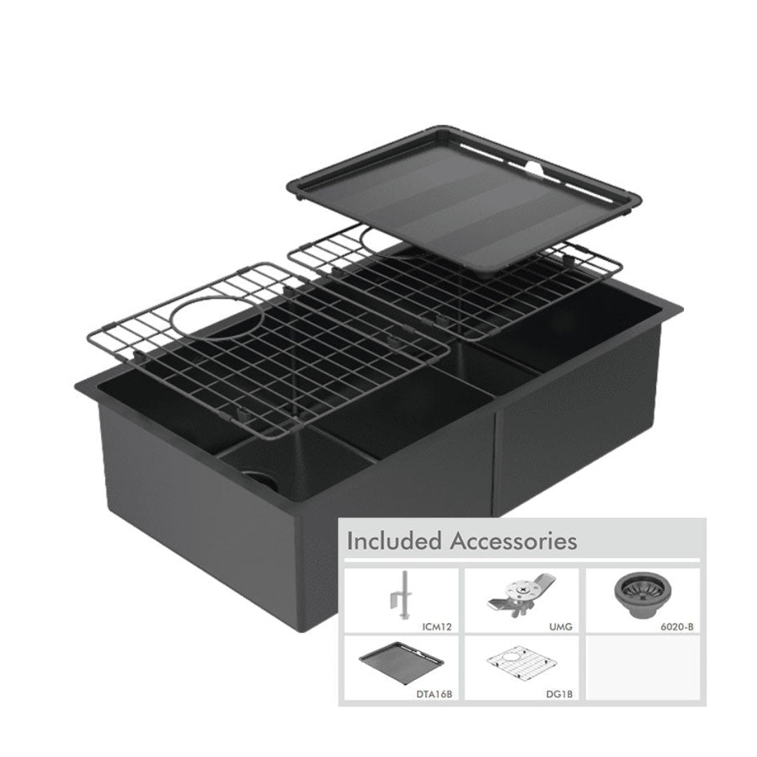 Abey Piazza Double Square Bowl Black Pearl - CR340DB