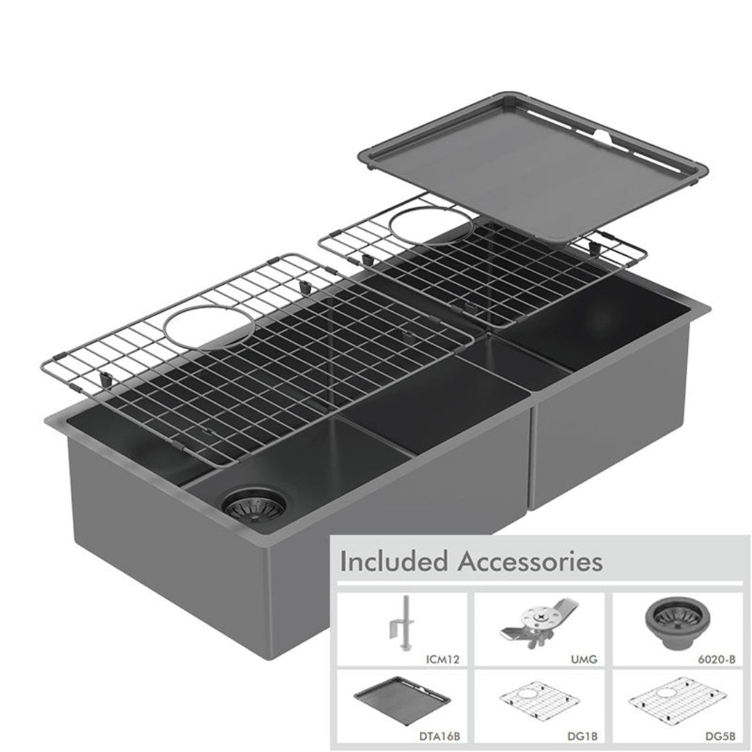 Abey Piazza One & 3-4 Square Bowl Black Pearl - CR500DB