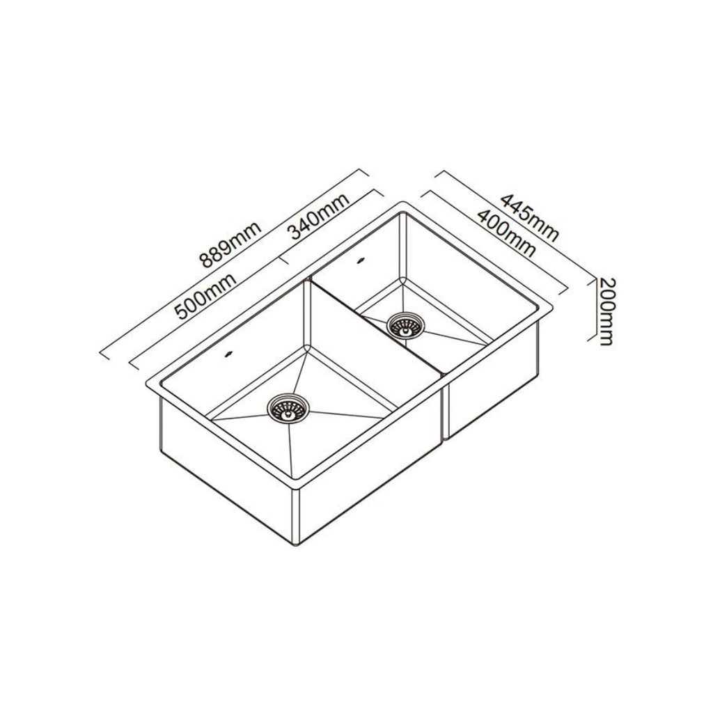 Abey Piazza One & 3-4 Square Bowl Black Pearl - CR500DB