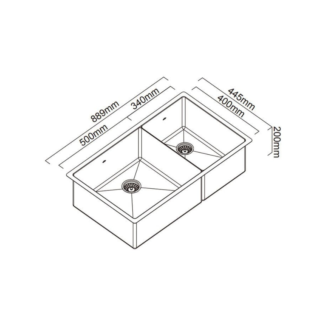 Abey Piazza One & 3-4 Square Bowl Eureka Gold - CR500DG