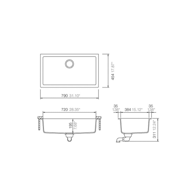 Abey SCHOCK Signus N-100XLY Undermount Sink  - Magma