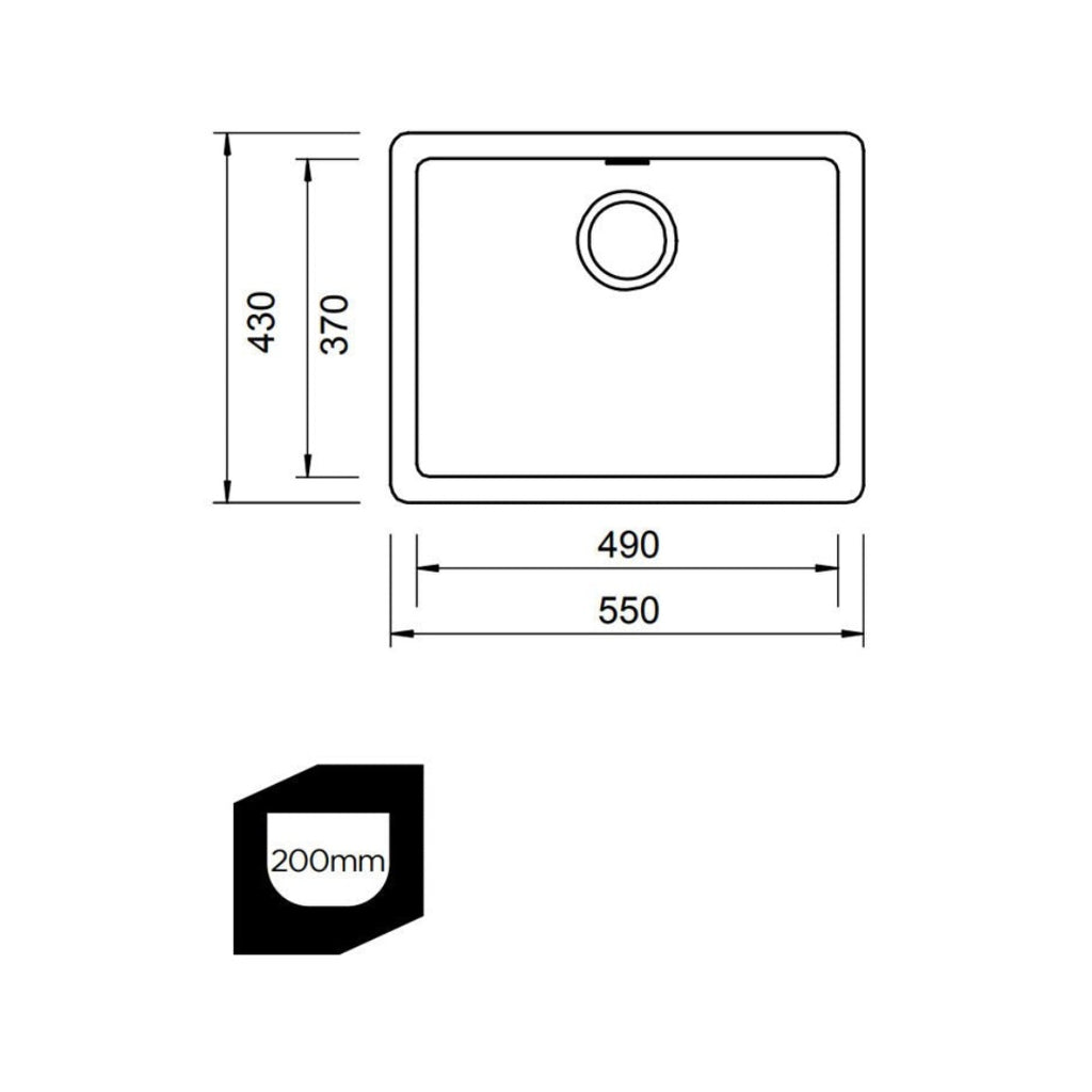 Abey Schock Soho N120 Topmount-Undermount Sink - Stone - N120S