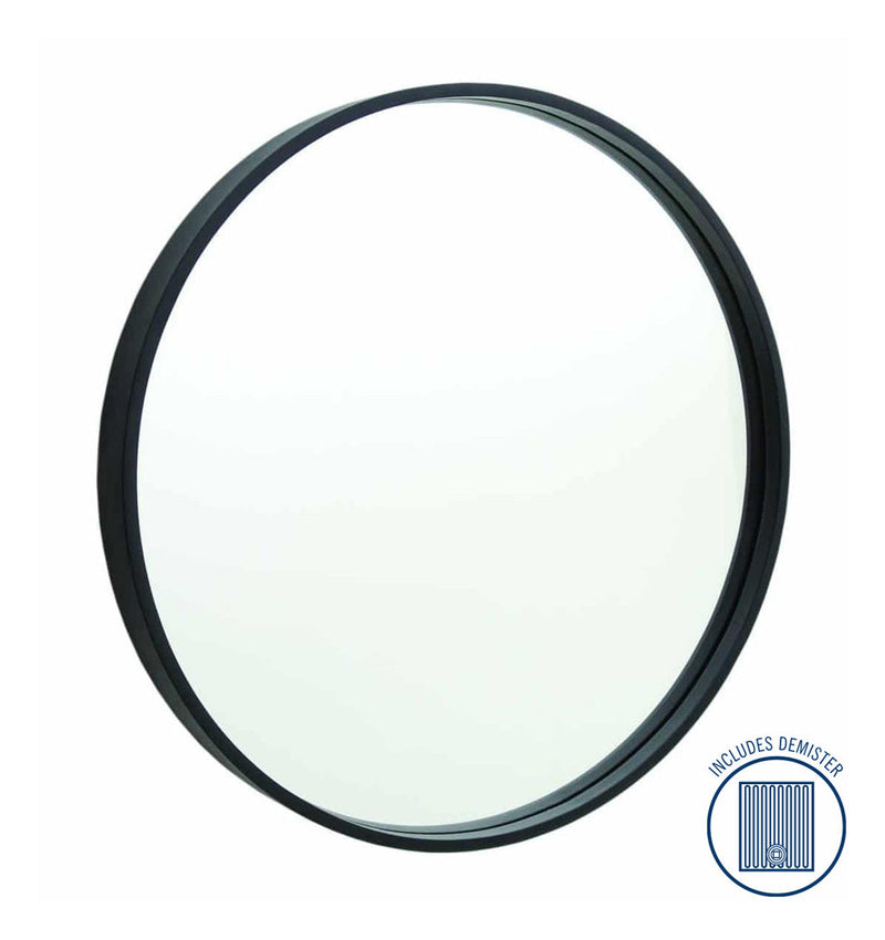 Thermogroup Contractor 900mm Diameter Round Black Frame Mirror with Demister