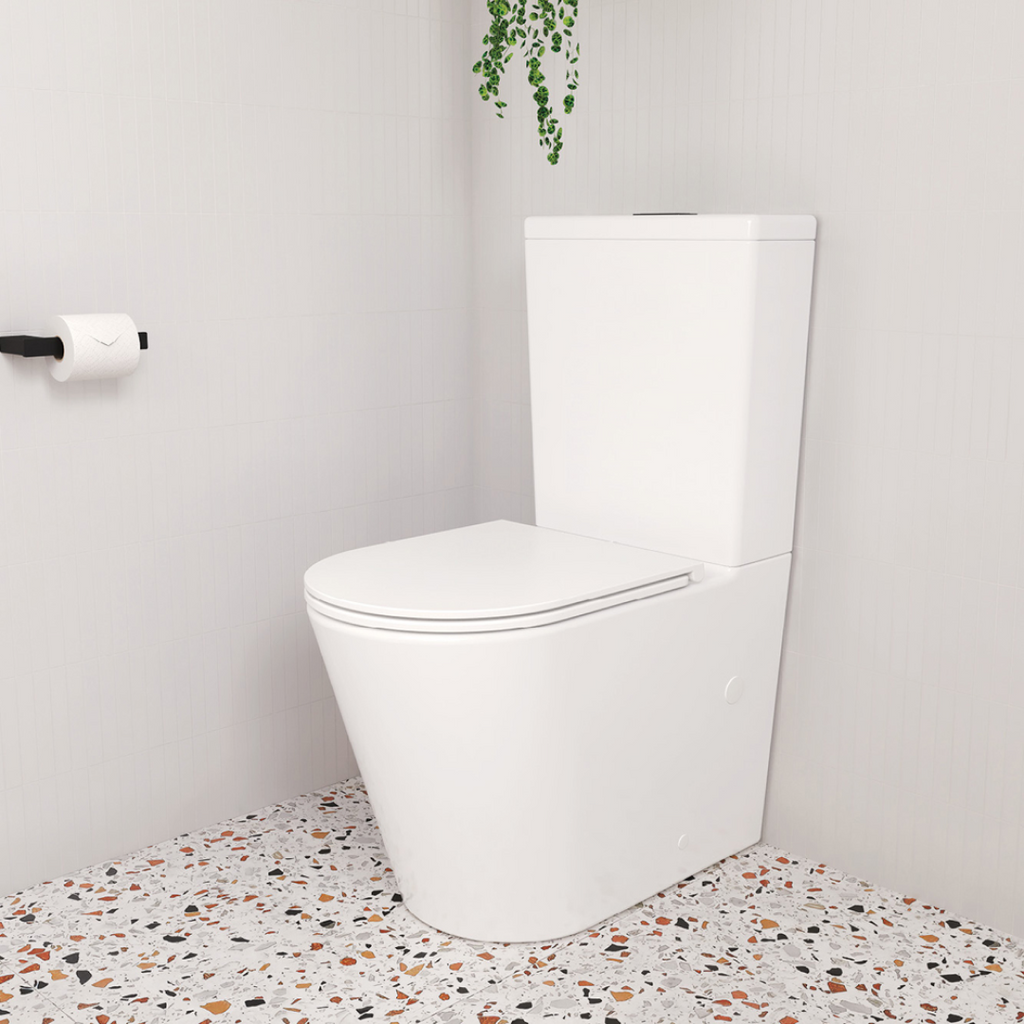 Fienza Aluca BTW Toilet Suite Slim Seat Back Inlet S-Trap Geberit Cistern - K314GEA-2