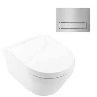 Villeroy & Boch Architectura 3.0 Wall Hung Toilet incl/Villeroy & Boch Cistern Package - 150S Chrome Button - 4694HR01S4B + 92233500 + 92241561