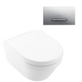 Villeroy & Boch Architectura 3.0 Wall Hung Toilet incl/Villeroy & Boch Cistern Package - E300 Satin Button - 4694HR01S4B + 92233500 + 92218069