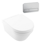 Villeroy & Boch Architectura 3.0 Wall Hung Toilet incl/Villeroy & Boch Cistern Package - E200 Satin Button - 4694HR01S4B + 92233500 + 92249069