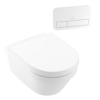 Villeroy & Boch Architectura 3.0 Wall Hung Toilet incl/Villeroy & Boch Cistern Package - E200 White Button - 4694HR01S4B + 92233500 + 92249068