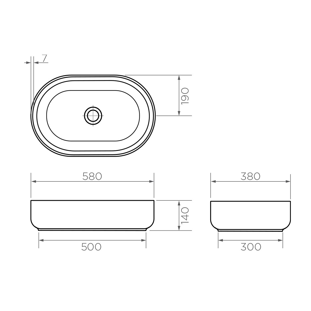 Arcisan 580 Above Counter Basin - Matte Black - AR04635.MB