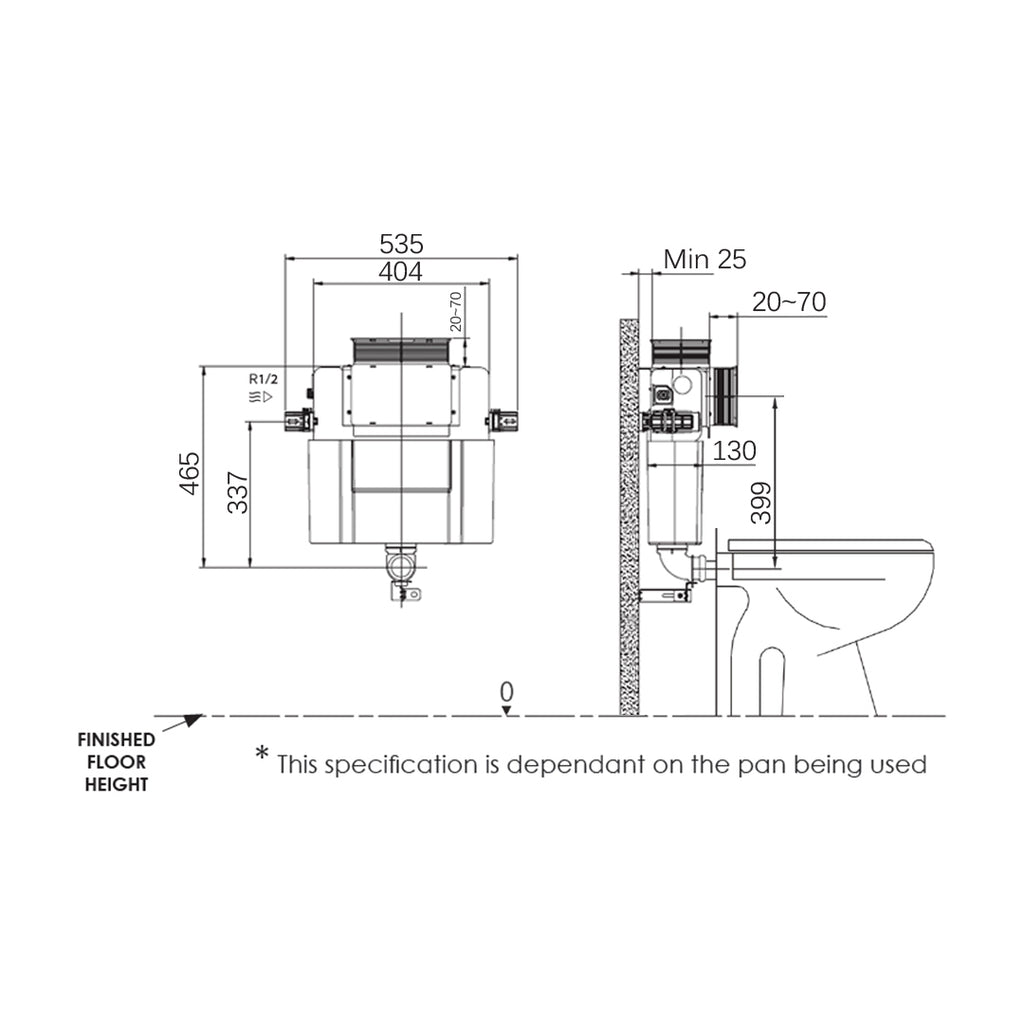 Argent Mechanical Low Level In-Wall Cistern - IN36305