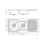 Argent Format 1080 1 & 3-4 Sink RH Drainer - 1 Tap Hole - KS410822R