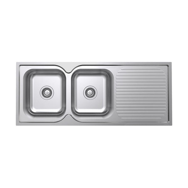 Argent Format 1180 Double Sink Right Hand Drainer - 1 Tap Hole