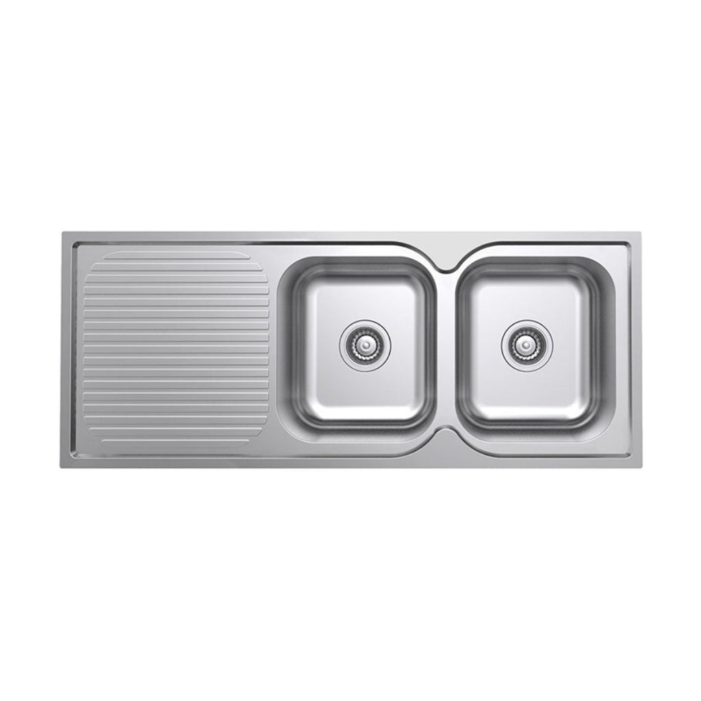 Argent Format 1180 Double Sink & Drainer - 1 Tap Hole - KS411824L