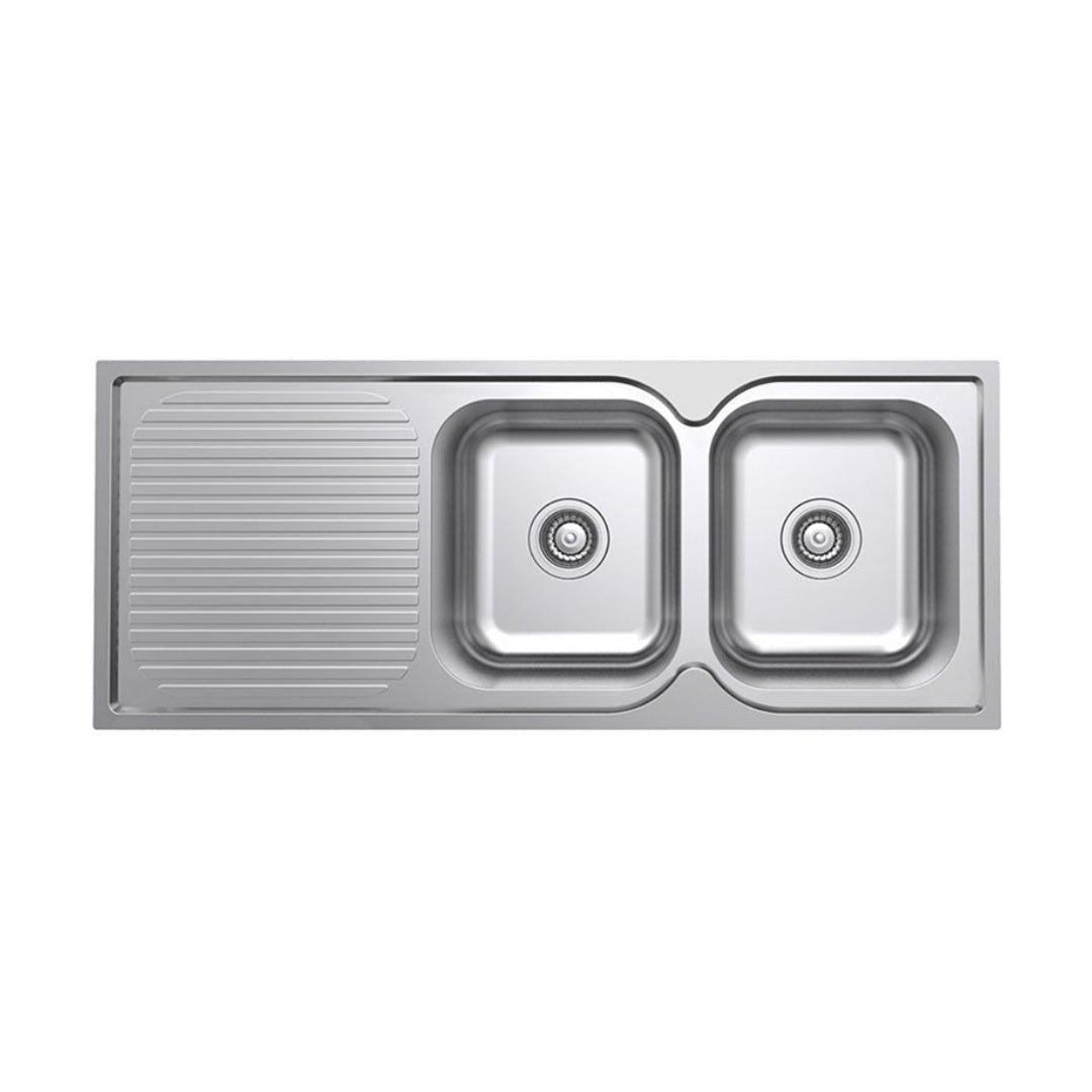 Argent Format 1180 Double Sink & Drainer - 1 Tap Hole - KS411824L