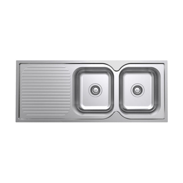 Argent Format 1180 Double Sink & Drainer - 1 Tap Hole