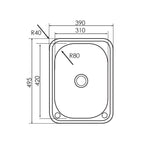Argent Format 390 Laundry Sink Sidewall Bypass Right Hand - 1 Tap Hole - KS4035108RB