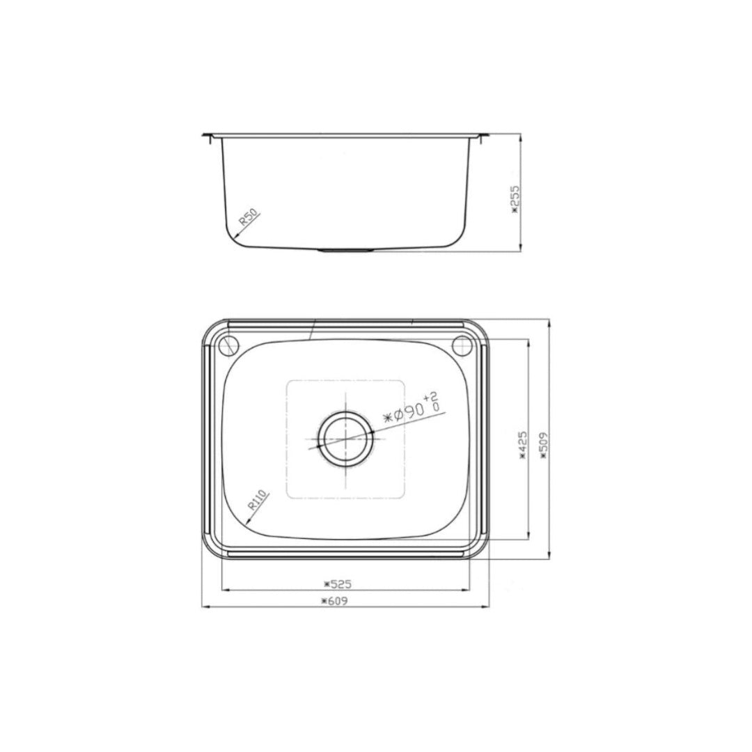 Argent Format 610 Laundry Sink - No Tap Hole - KS4061100